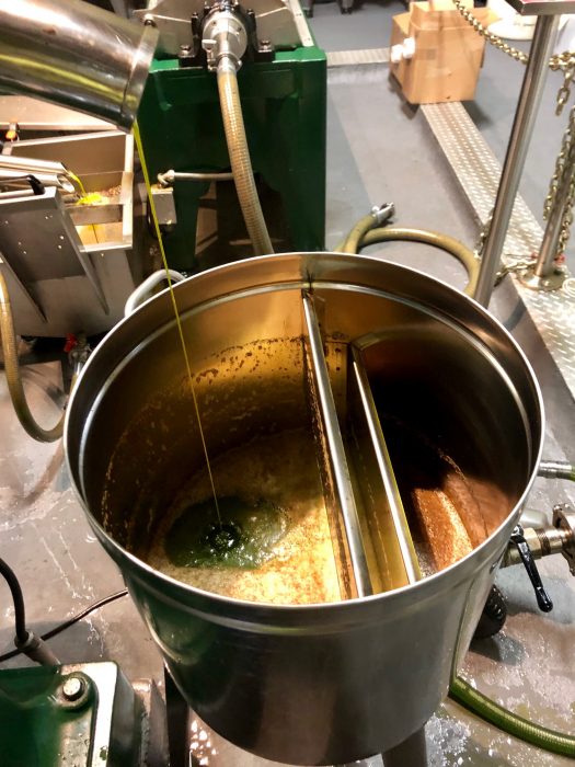 Olive oil flowing